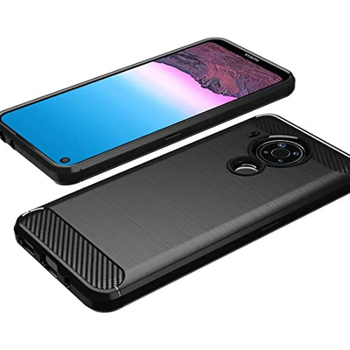 TPU Brushed Case for Nokia 5.4 / Nokia 5.1 / 5.3 / 5.1 Plus Soft Silicon with Texture Carbon Fiber Design Cover