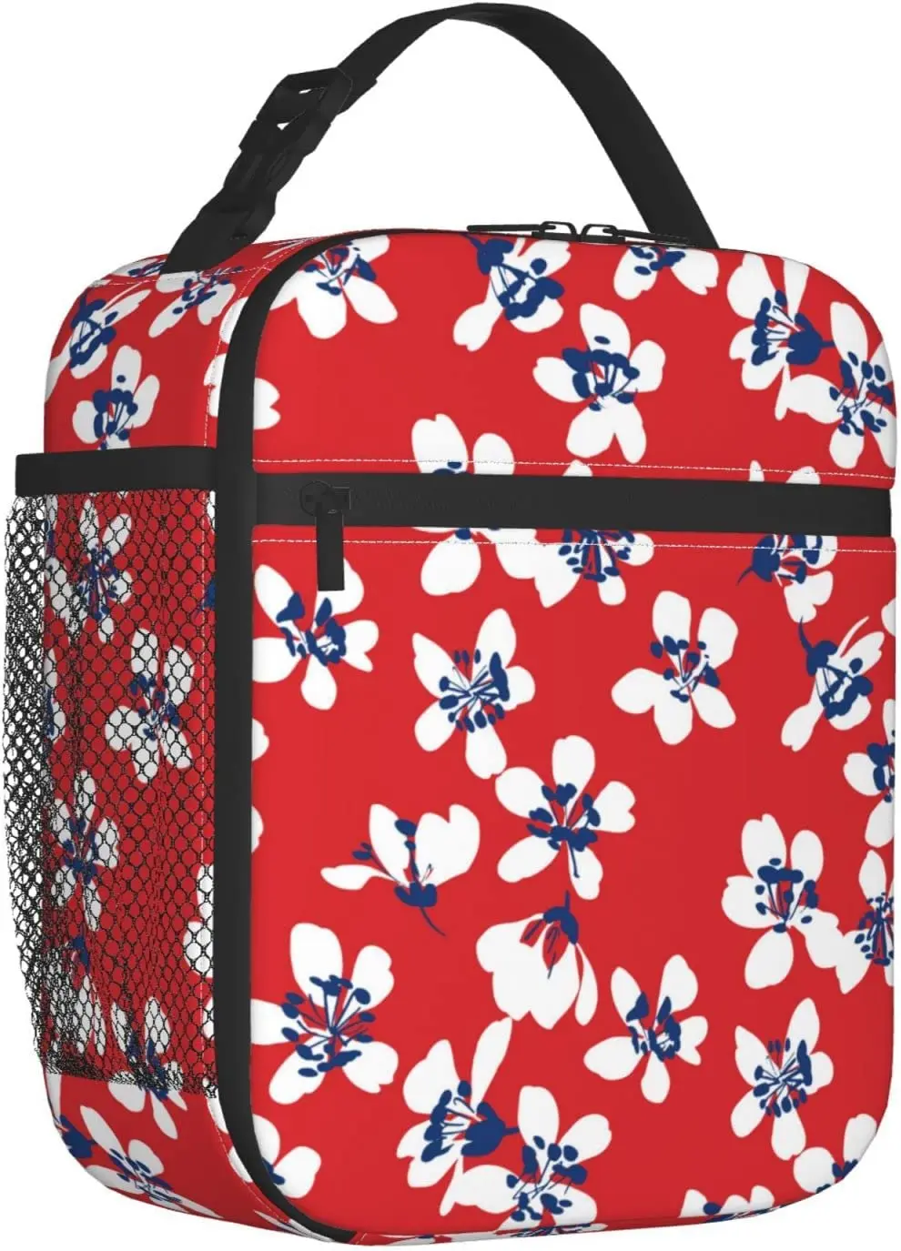 Fiambrera hawaiana Florals para hombres y mujeres, bolsa de almuerzo reutilizable con aislamiento, bolsa enfriadora para Picnic y playa, bolsa de almuerzo portátil de talla única