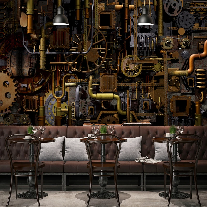 Custom Wall Mural 3D Retro Industrial Wind Coffee Shop Bar Restaurant Backdrop Wall Painting Bedroom Living Room Wallpaper Mural
