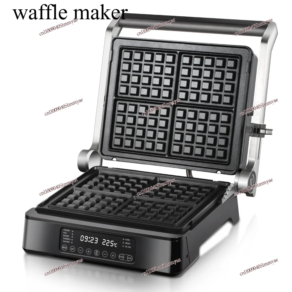 2-in-1 Breakfast Maker Detachable Grill for Steak Sandwich Waffle with Display