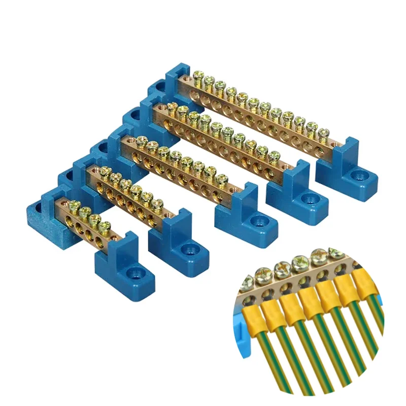 6*9 Copper Ground Bar 4/6/8/10/12 Hole Terminal Block for Electrical Panel Distribution Box  Grounding System