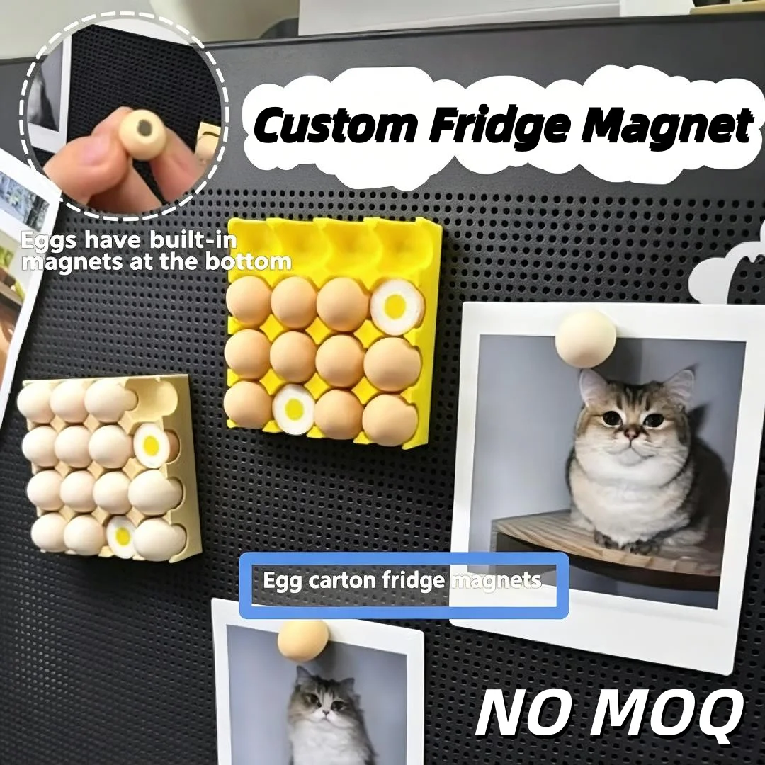 Custom Egg Carton Fridge Magnet No MOQ 3D Resin Egg Refrigerator Magnets Cute Food Shape Photo Holder Home Decor Gift