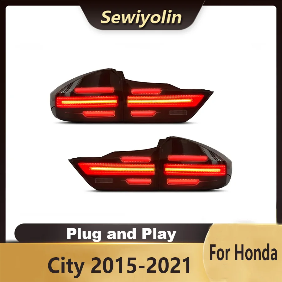 

For Honda City 2015-2021 Car Auto Parts Animation LED Trailer Lights Tail Lamp Rear DRL Signal Automotive Plug And Play