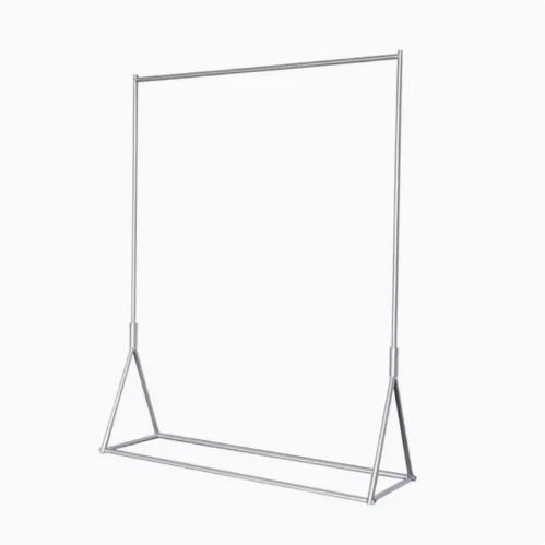 

Brushed stainless steel clothing store floor-to-ceiling display rack Girls' clothing store creative silver clothes hanging rod