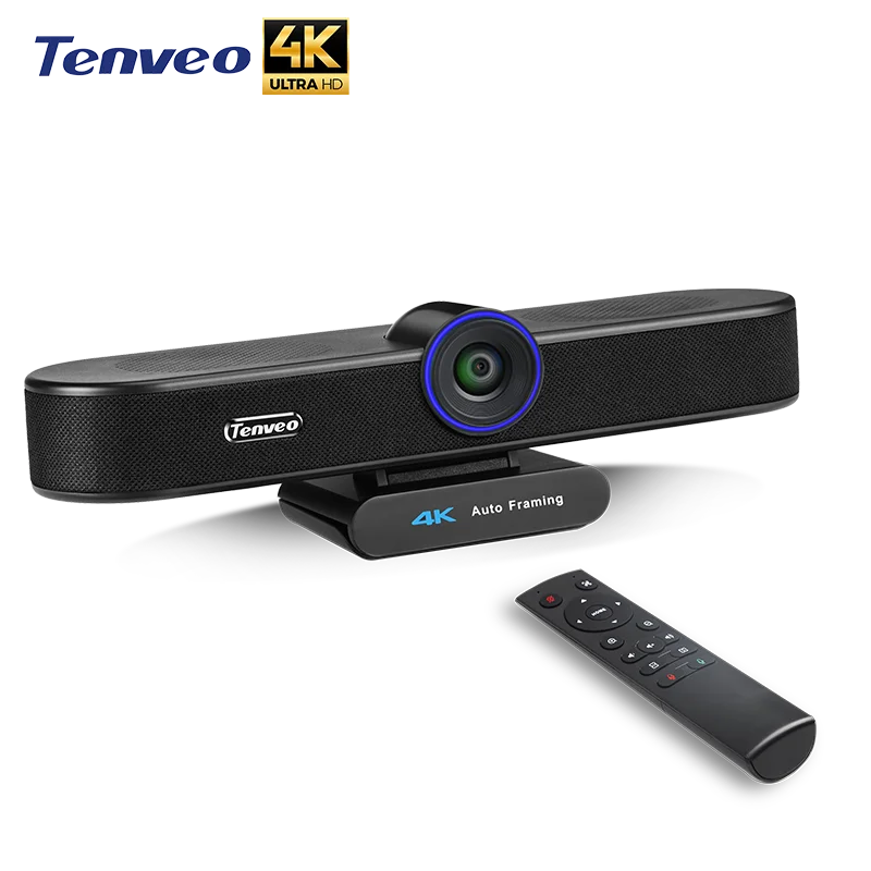 Tenveo All-in-One 4K AI Auto Tracking Framing Speaker Sound Bar Audio Video Conference Room Webcam