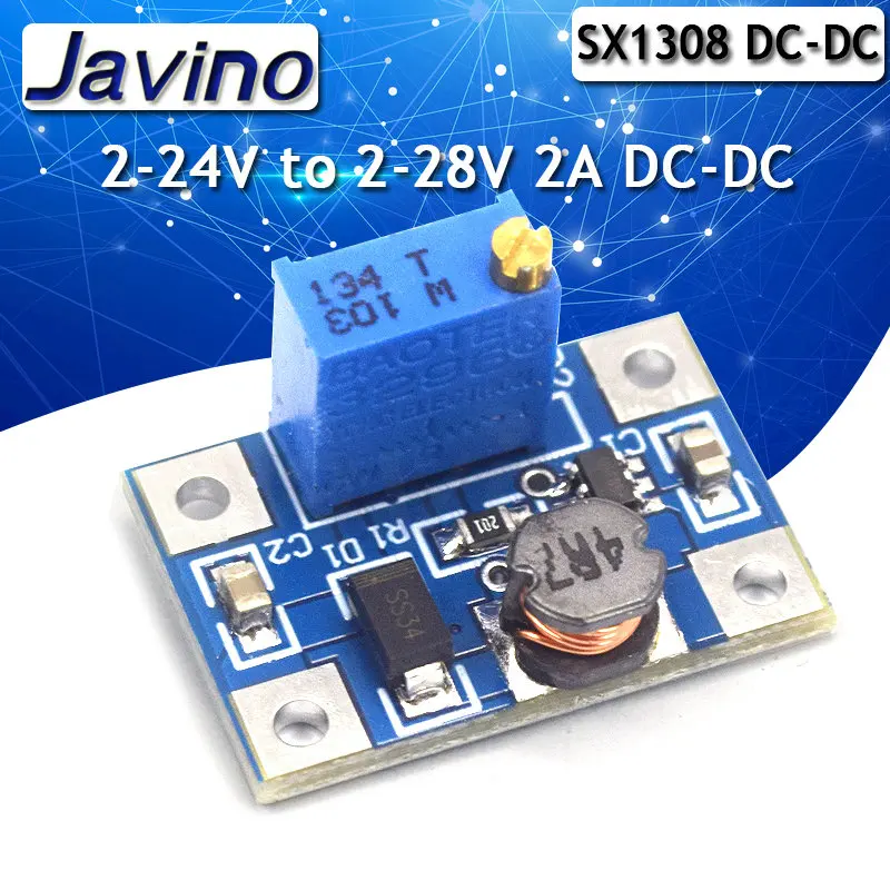 Sx1308 DC-DC adjustable boost stabilized voltage power module high current 2A 2-24V to 2-28V boost power board