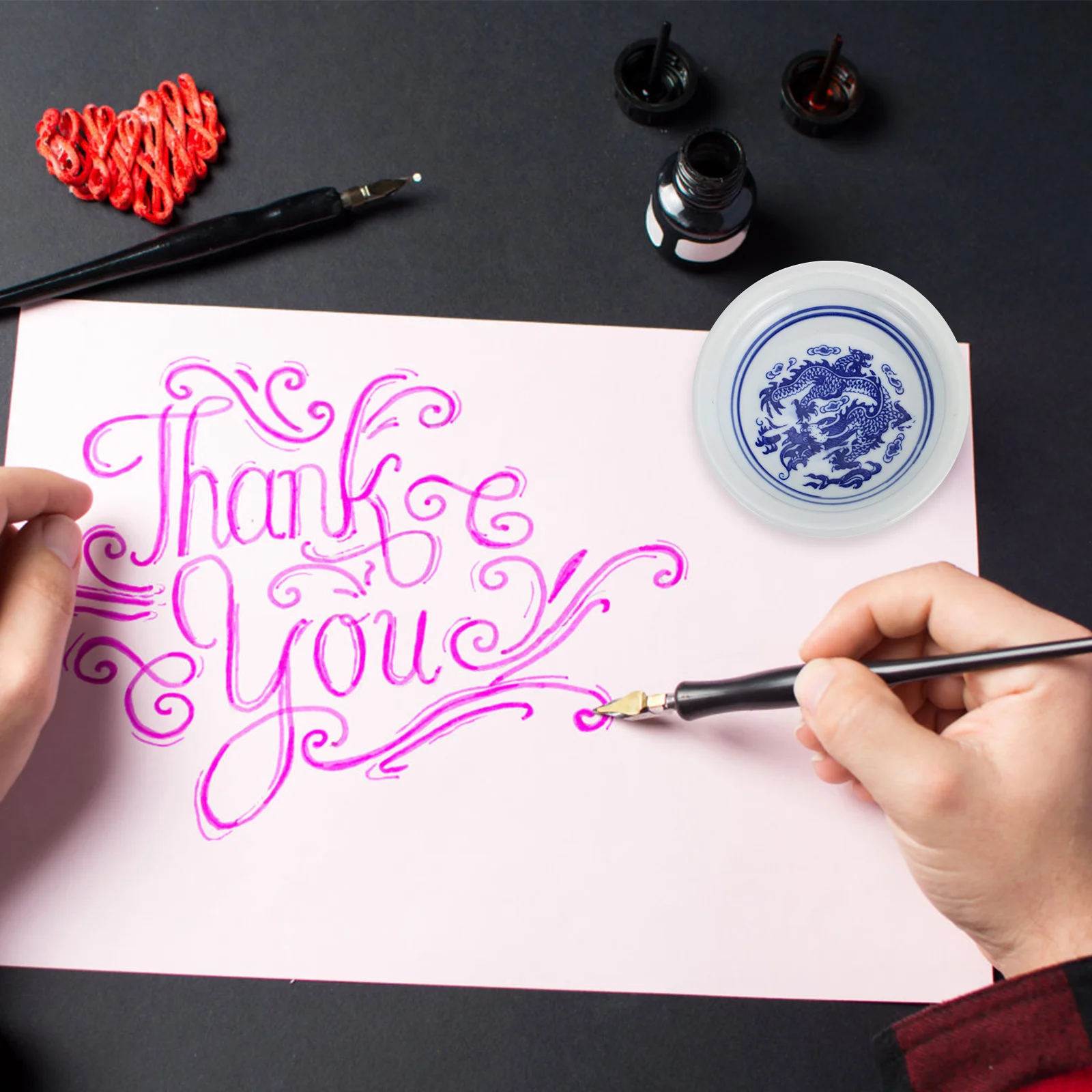 

Calligraphy Painting Ink Bowl Multi-function Dish Container Tray Ceramic Plate Drawing