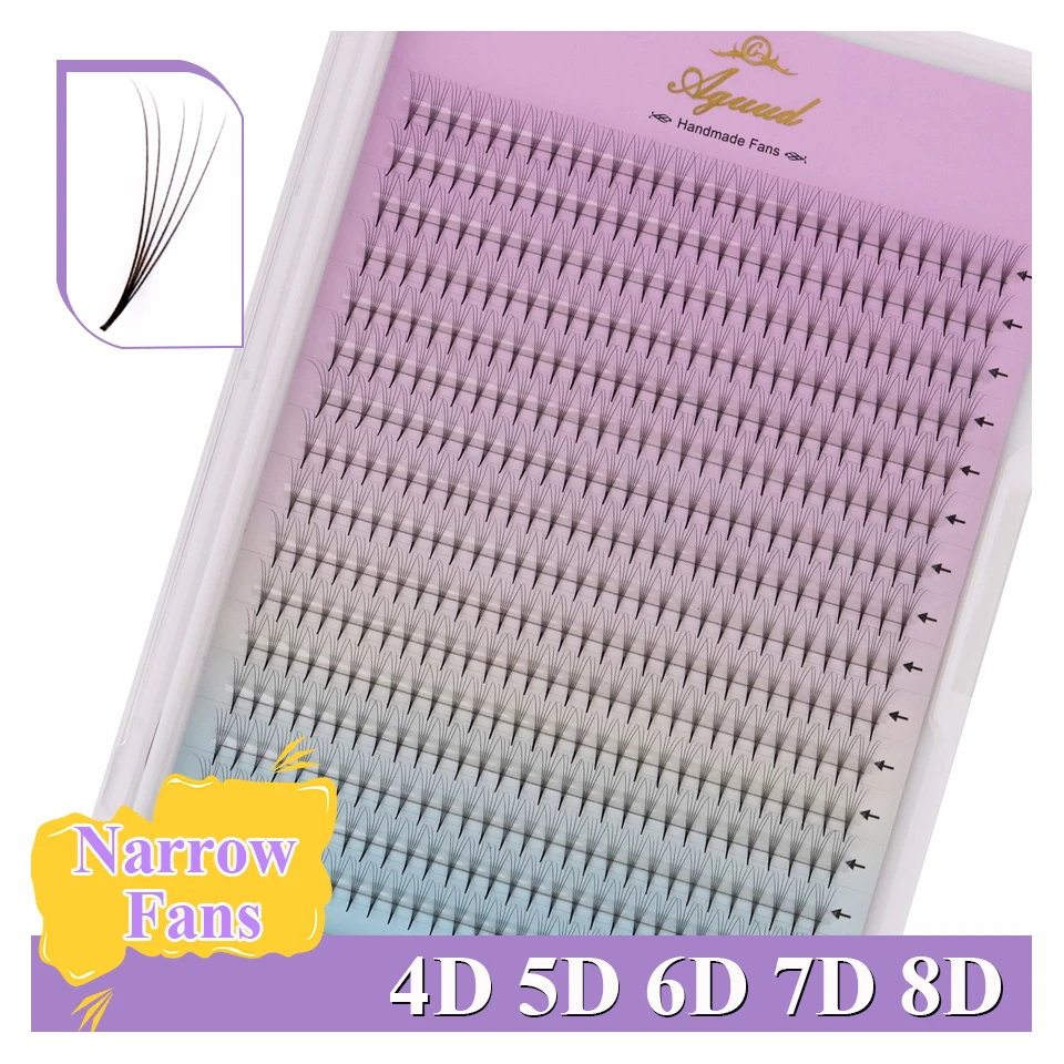 

AGUUD Super Narrow 480 Fans Lashe XL Mega Tray Premade Narrow Volume Fan Pointy Base Ultra Narrow Premade Fans Eyelash Extension