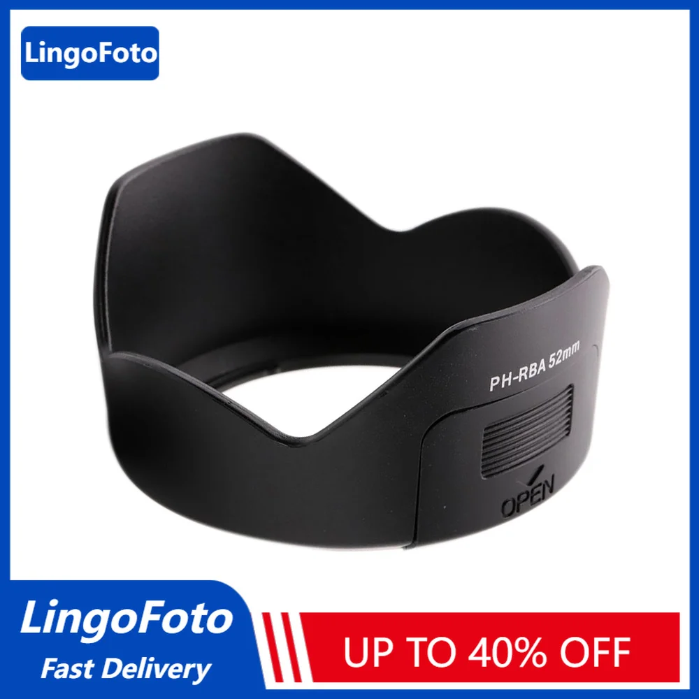 LingoFoto 52mm Camera Lens Hood Replacement for K-Mount 18-55mm f/3.5-5.6 AL, PH-RBA Type Bayonet, Black, Petal Shape