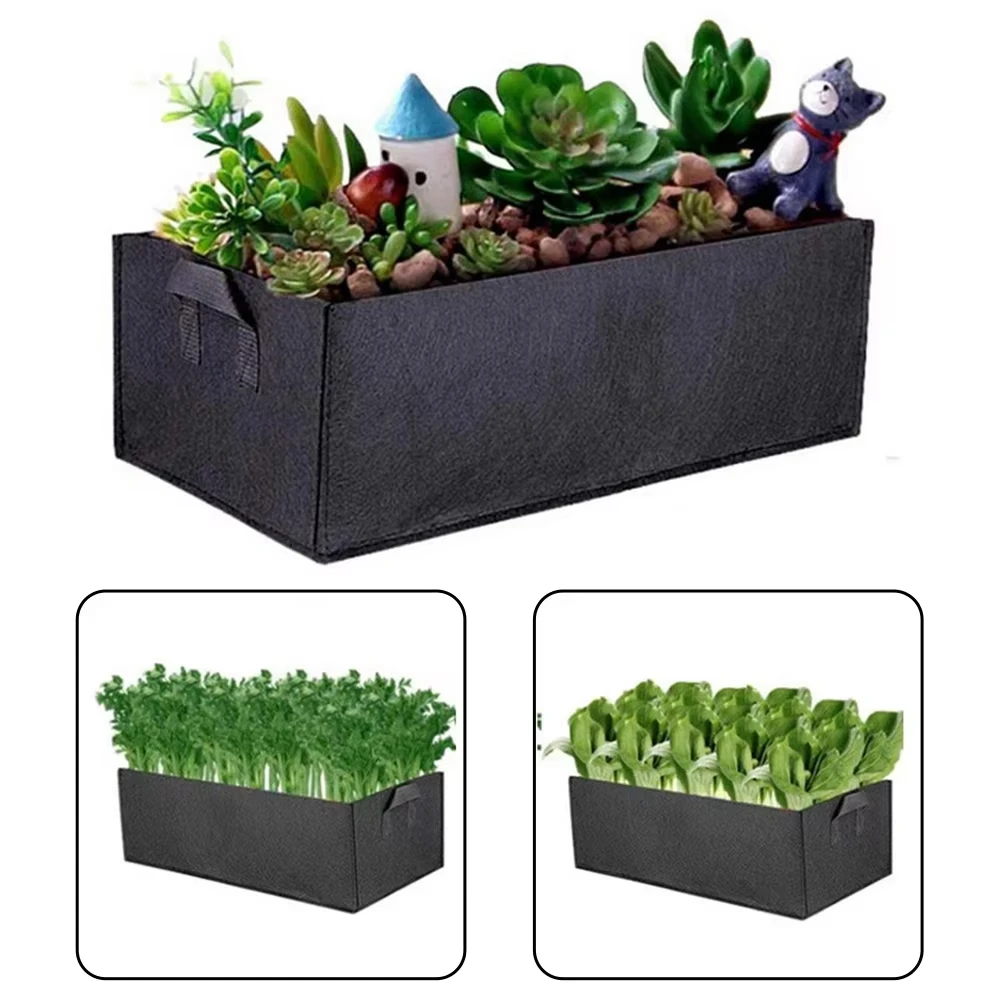 Square Felt Plant Grow Bag Non-Woven Vegetable Planter Breathable Fabric Pot Container for Home Garden Balcony Planting