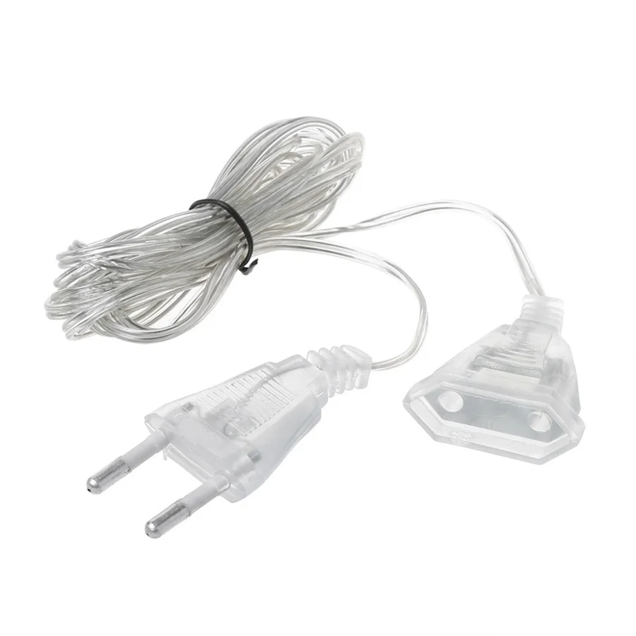 Câble d'extension d'alimentation pour guirlandes lumineuses LED, fil d'extension de 3m, 110-220V, prise US, EU, guirxiété de Noël, fête de mariage, rideaux