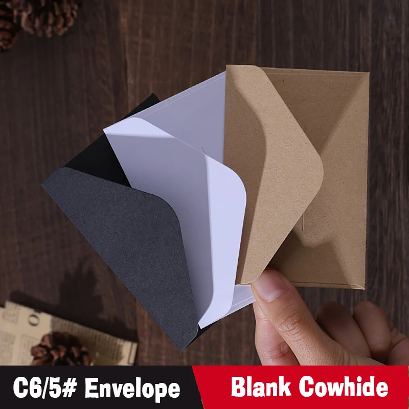 50pcs Envelopes Kraft Blank 120g Paper C6/DL Business Supplie Postcard Giftbox Packaging Storage Wedding Invitations Stationery