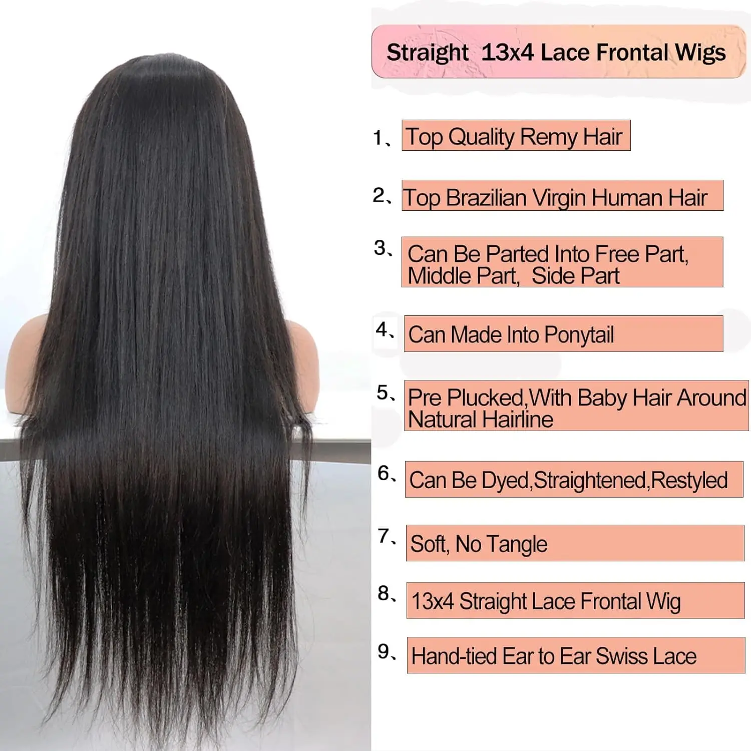 Bone Straight Wigs Human Hair Pre Plucked Pre Cut Straight 13x4 Lace Front Wigs Human Hair Lace Wigs Human Hair For Women