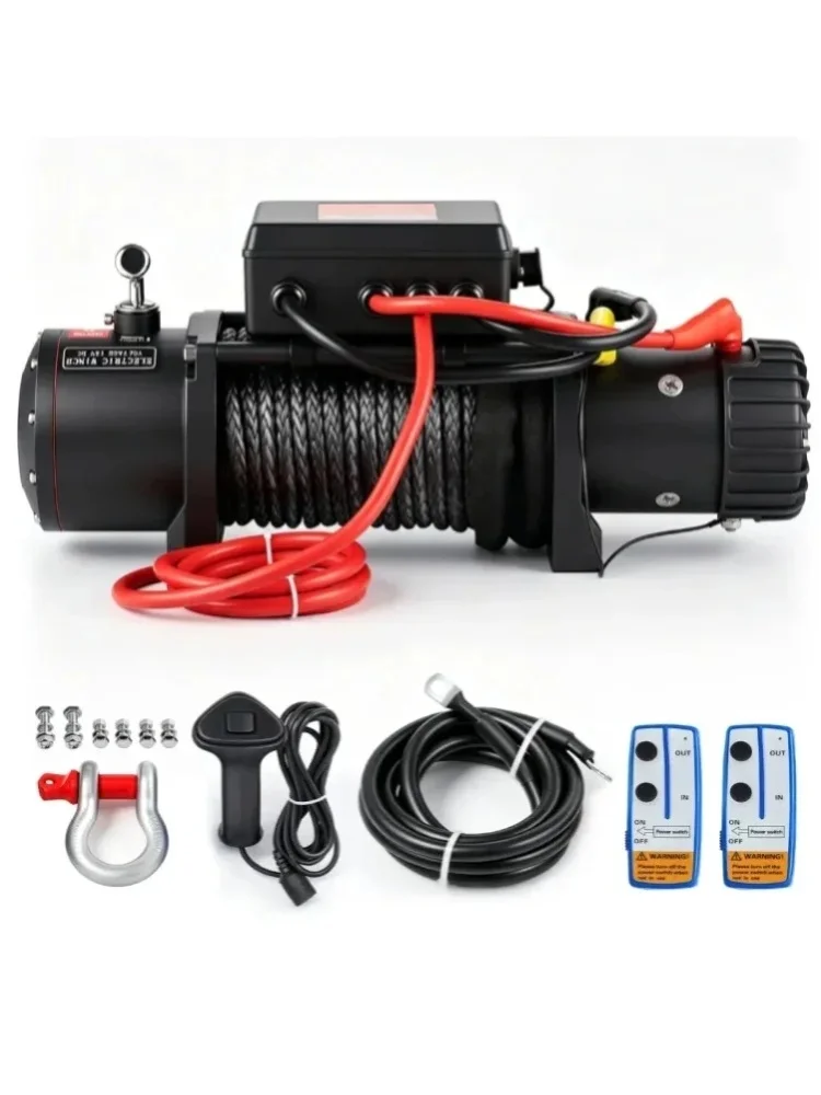 SIHAO 13500LBS 12V Elektrische Seilwinde, Synthetisches Seil ATV Truck Bergewinde mit Fernbedienung für 4x4 Offroad-Auto Anhänger SUV Jeep