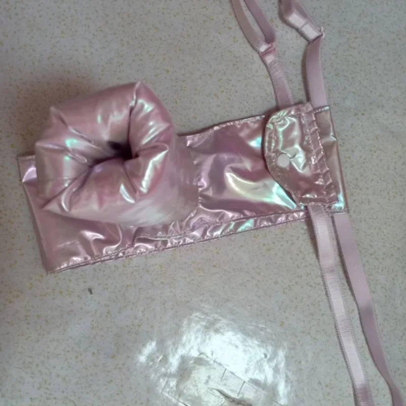 

Hologram Men's Sexy Colorful Down Fabric T-back Briefs With Sheath Adjustable Waistband Glossy Soft Thong FKK Dance Party Panty