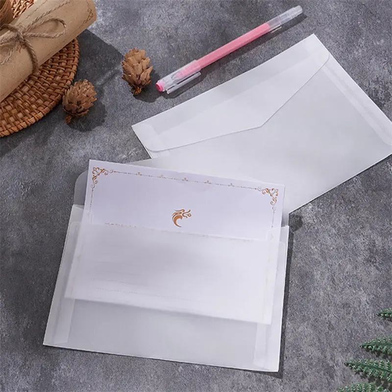 

50pcs/lot Blank Translucent Envelope For Invitations Postcards European Giftbox Message Card Envelopes Wedding Business Letters