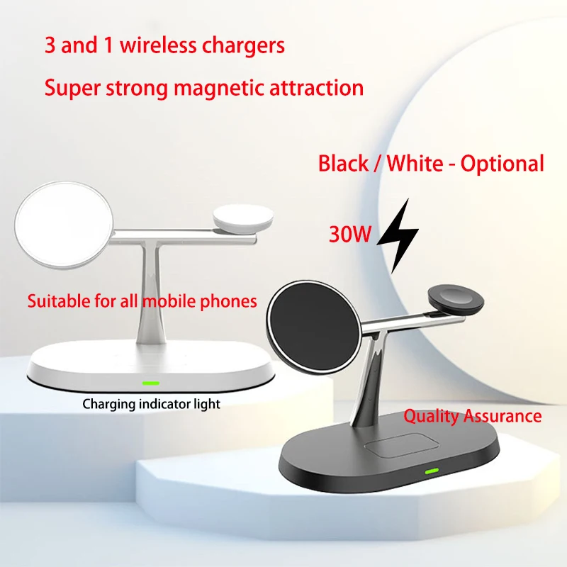 2025 30 واط شاحن لاسلكي 3 في 1 محطة شحن المغناطيسي شحن لاسلكي سريع آيفون 16 15 14 13 12 #1