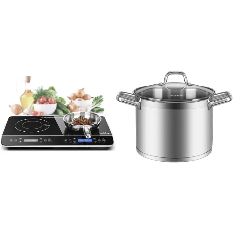 Duxtop LCD Portable Double Induction Cooktop 1800W Digital Electric Countertop Burner Sensor Touch Stove