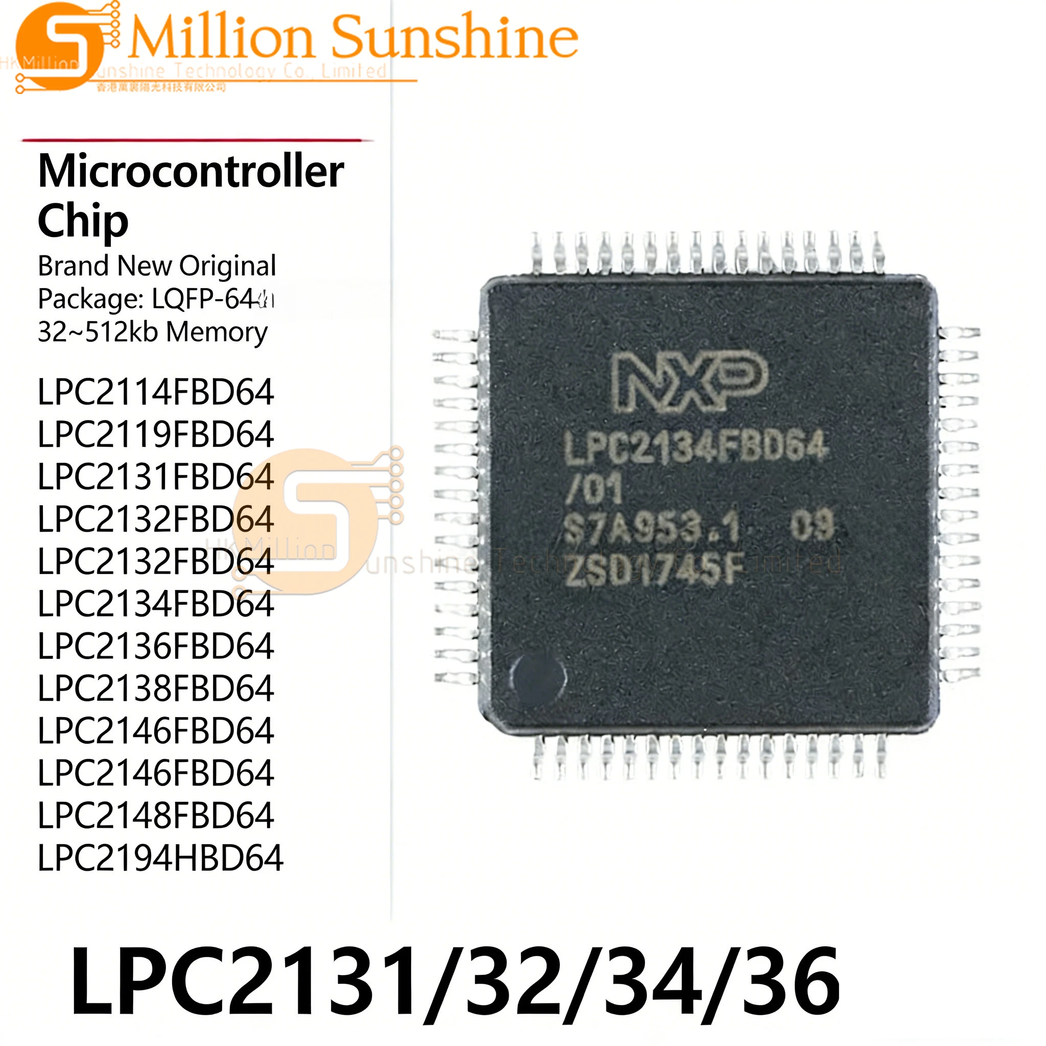 5pcs LPC2194HBD64 LPC2148FBD64 LPC2146FBD64 LPC2138FBD64 LPC2136FBD64 LPC2134FBD64 LPC2132FBD64 LPC2131FBD64 LQFP64 MCU ARM7