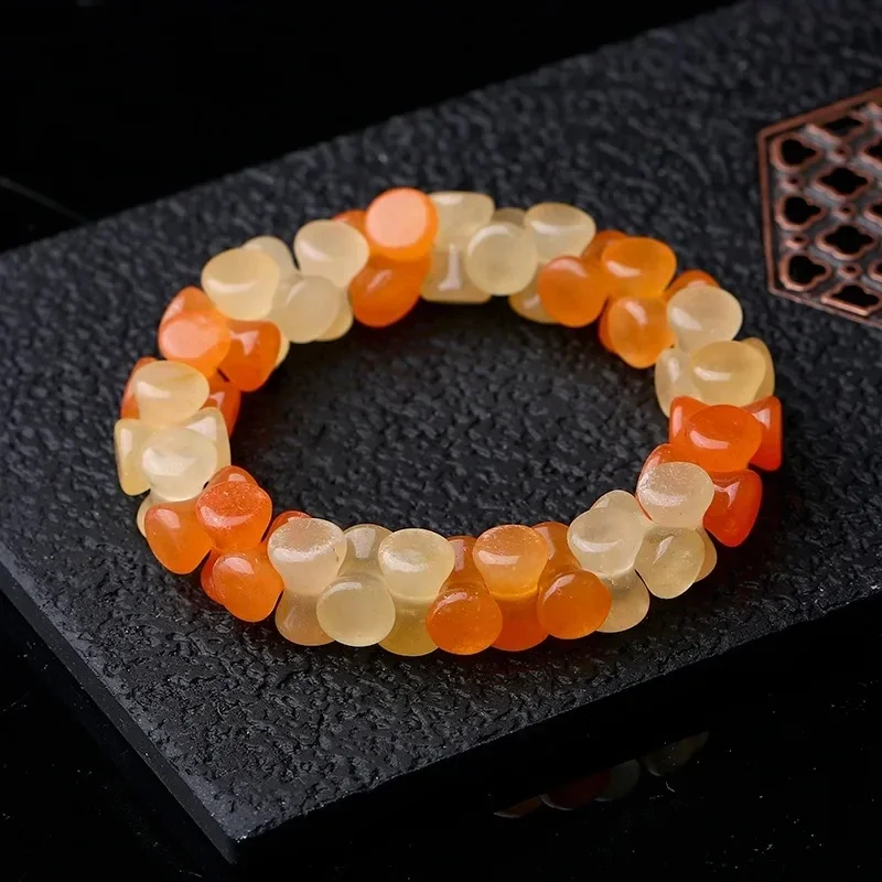 Natural Gold Thread Hand Chain White Jade Bodhi Multi Treasure Pumpkin Buddha Female Bracelet As a Valentine's Day Good Luck