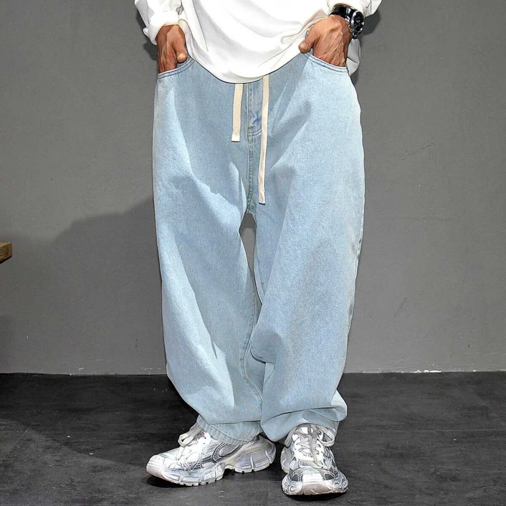 Japanese Streetwear Light Blue Baggy Jeans For Man Pants Harajuku Vintage Denim Trousers Korean Fashion Hip Hop Harem Pants Male