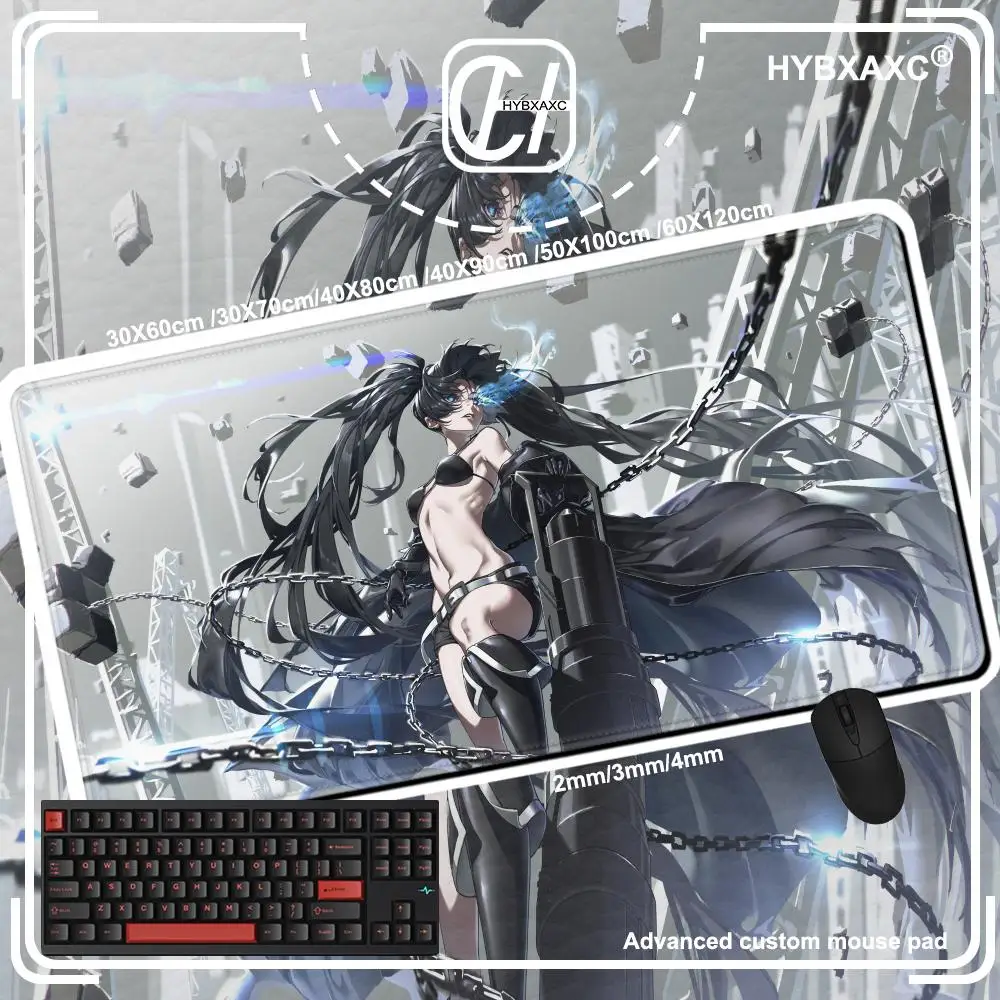 

90x40cm Anime Black Rock Shooter Mousepad HD Printing Computer Gamers Locking Edge Non-slip Mouse Pad XXL Keyboard PC Speed Pad