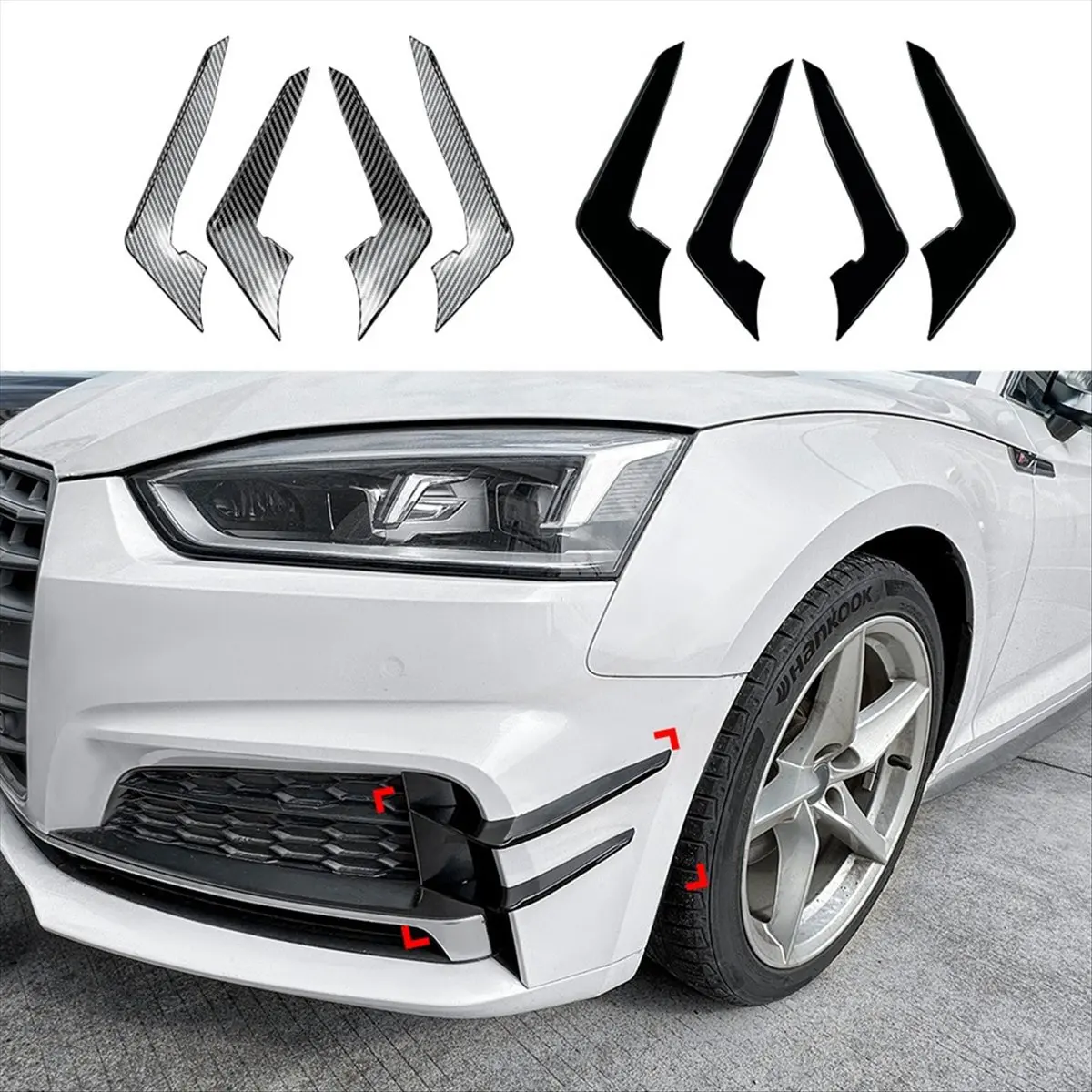 Mega Sale Car Front Bumper Spoiler Splitter Cover Fog Light Lip Splitter Grille Trim for Audi A5 S5 F5 Sline 2017-2020 A