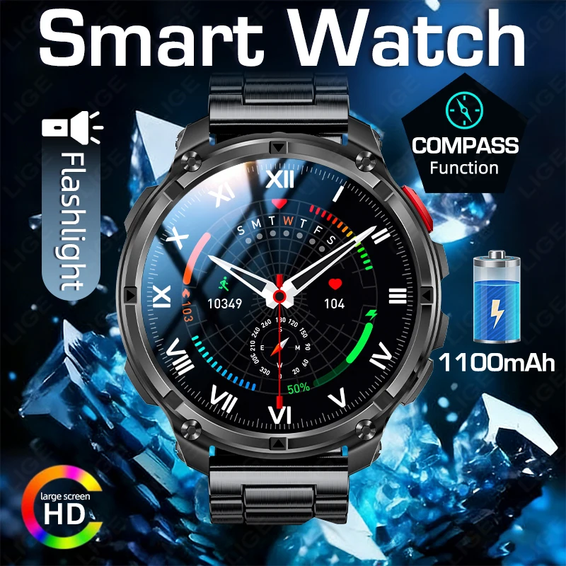 

2026 New T-Rex3 1100mAh Large Battery Smart Watch Men GPS Tracker Waterproof Sports Outdoor Compass Military Call Smartwatch Man