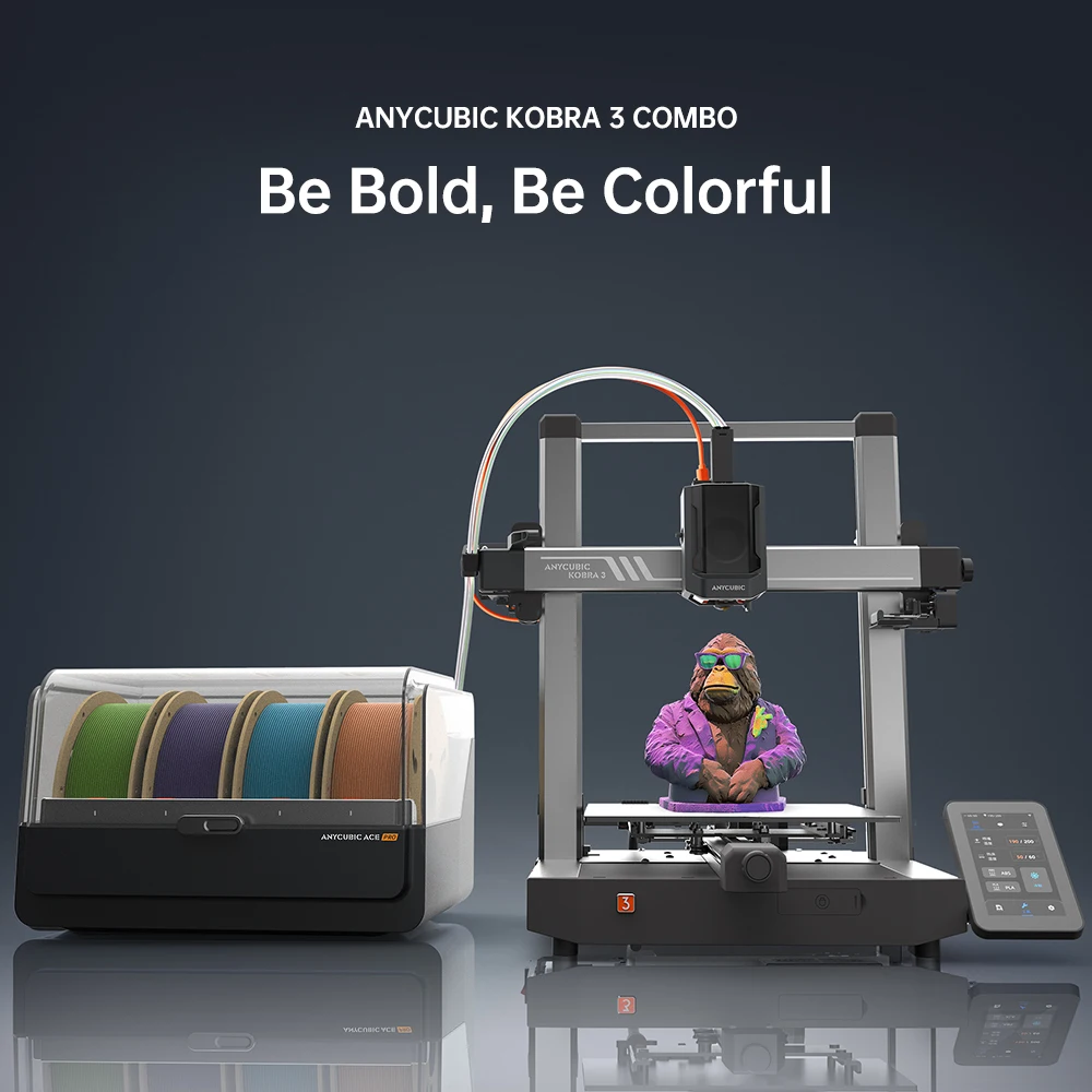 ANYCUBIC Kobra 3 Combo FDM Multi-Color 3D Printer Print in 4 to 8 Color With Max 600mm/s Printing Speed Build Size 250x250x260mm