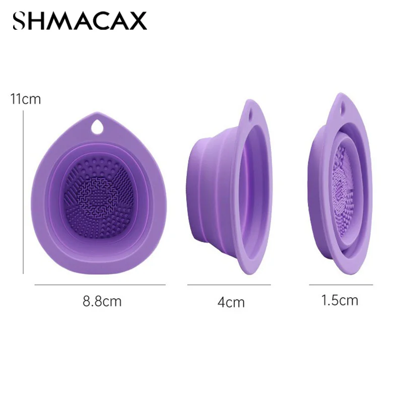 Foldable Silicone Maquiagem Escova Limpador, Scrubber Bowl, Ferramenta de lavagem portátil, Limpador cosmético