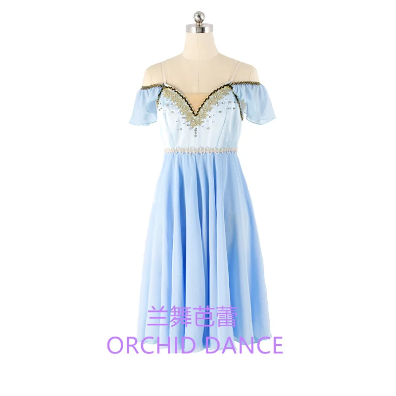 

Sexy Custom Size Kids Girls Performance Wear Contemporary Sky Blue Lyrical Ballet Dress