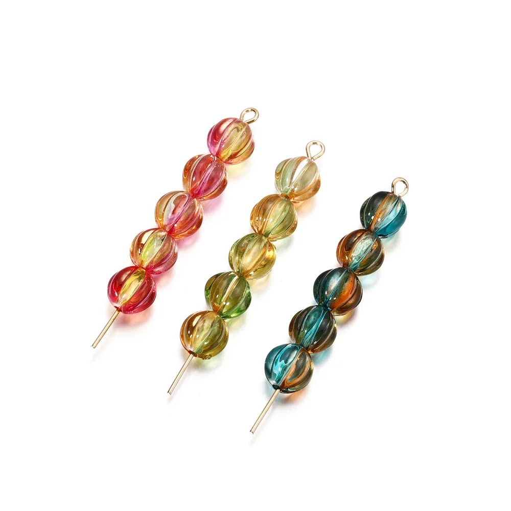 30 teile/los 8mm runde Kürbis Acryl lose Abstand halter Perlen für DIY Ohrringe Halskette Armband Schmuck machen Ergebnisse Zubehör