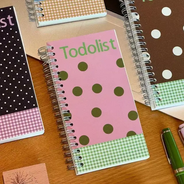 Korean Retro Creative Polka Dot Coil To-do List Student Handbook High-looking Ins Style Diy Notepad Spiral Binding Office Gift 5