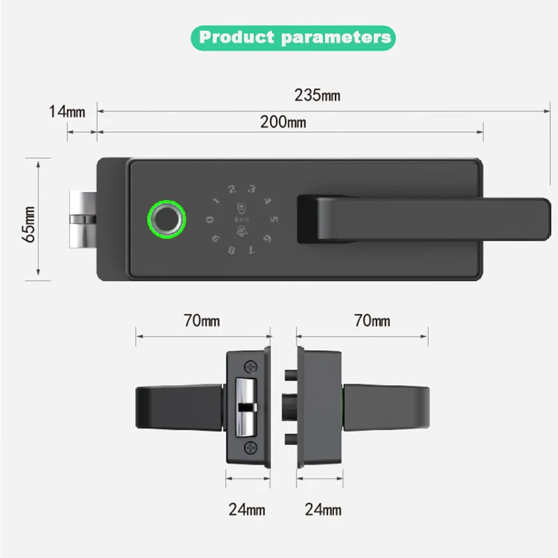 Smart Glass Door Lock Swing Slide Door Lock Bometric Fingerprint Electronic Lock Office Wood Door Security Keypad Lock