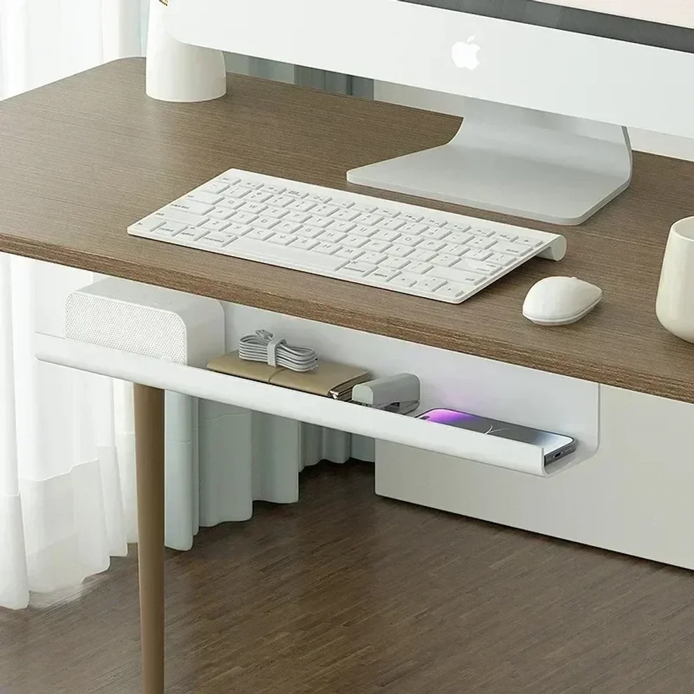 

459E Under Table Cable Organizer Under Desk Cable Tray Wire Organizer No Trace Widened Design Protection Tray for Various Tables