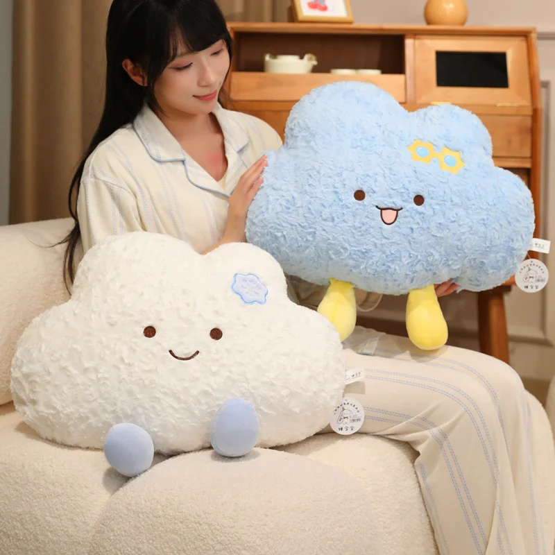 Nordic Style Fluffly Soft White Blue Weather Cloud Plush Toys Creative Stuffed Simulation Throw Pillow Sofa Cushion Girls Gifts