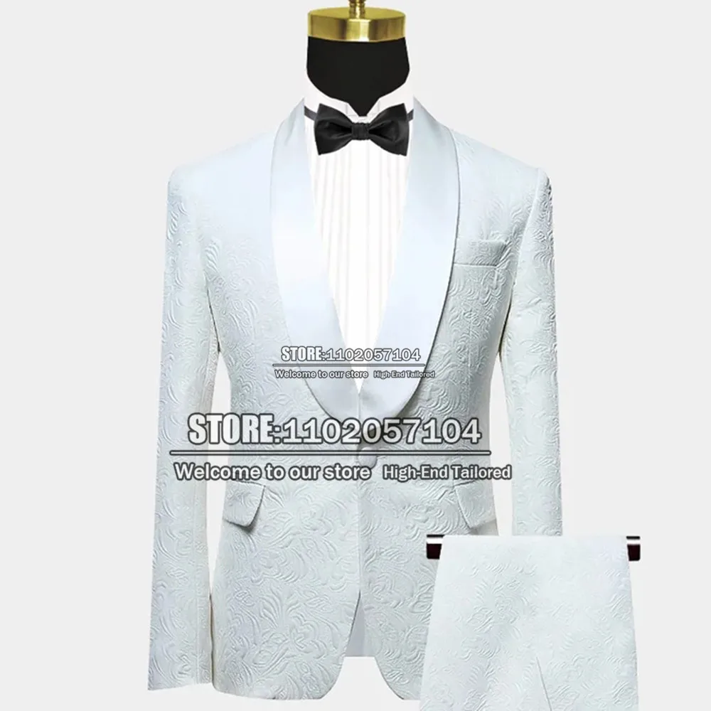

Spring/Autumn White Suit Men Slim Fit 2 Pieces Formal Wedding Tuxedo Smoking Business Blazer Masculino Man Costume Homme 2022