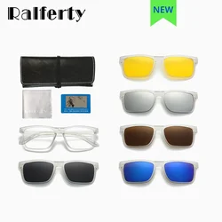 Ralferty Transparent Glasses with Magnetic Clip Sunglasses Women Clip On Glasses Men's Glasses Frames 5 In 1 Polarized Shades