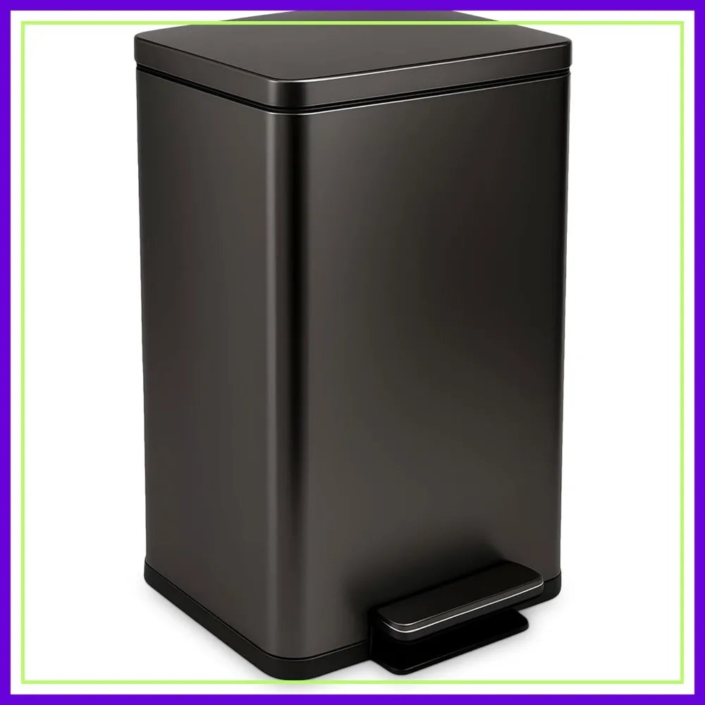 

13.2 Gallon Step Trash Can with Slow-Close Lid – Hands-Free, Odor Control, Easy to Clean, Brushed Stainless Steel