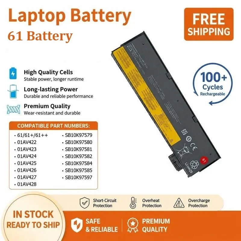 [NEW] 11.4V 24Wh 01AV424 for 01AV422/01AV423 61 Laptop Battery for Lenovo for Thinkpad A475 A485 Li-ion Battery