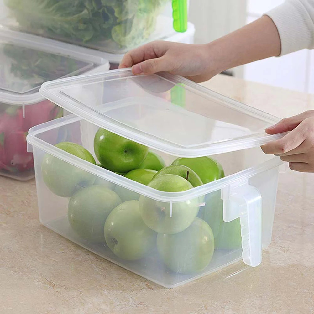 

Plastic Refrigerator Food Storage Container Handle Organizer Box 6.5L Kitchen Fresh Keeper Portable Storage Organizer