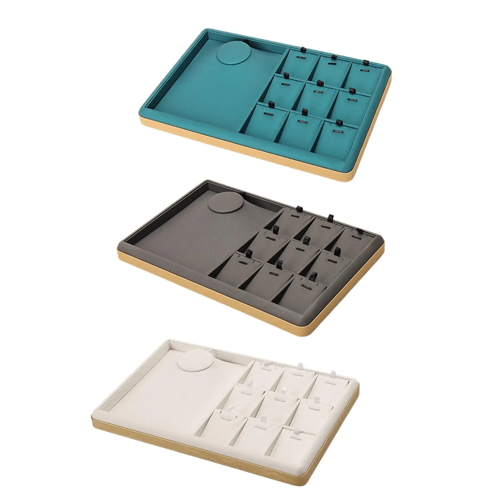 

Necklace Pendant Display Tray PU with Inserts 10 Grids Tabletop Necklace Display Box for Vanity Jewelry Shop Shopping Mall