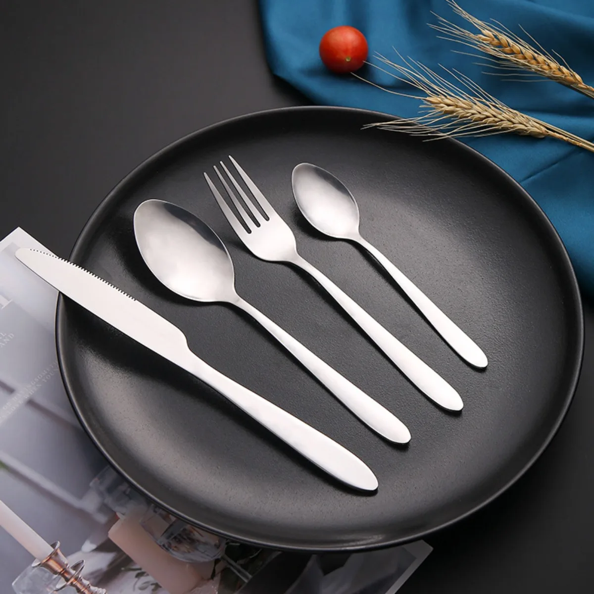 Simple And Practical Stainless Steel Tableware Set Fork Spoon Teaspoon Knife Tableware For Wedding Party Household