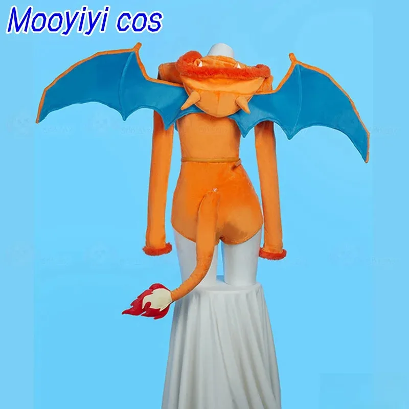 Новый аниме Charizard 2029, карнавальный костюм на Хэллоуин, Рождество, ролевая вечеринка, S-XL, сексуальный и милый комбинезон с хвостом и крыльями