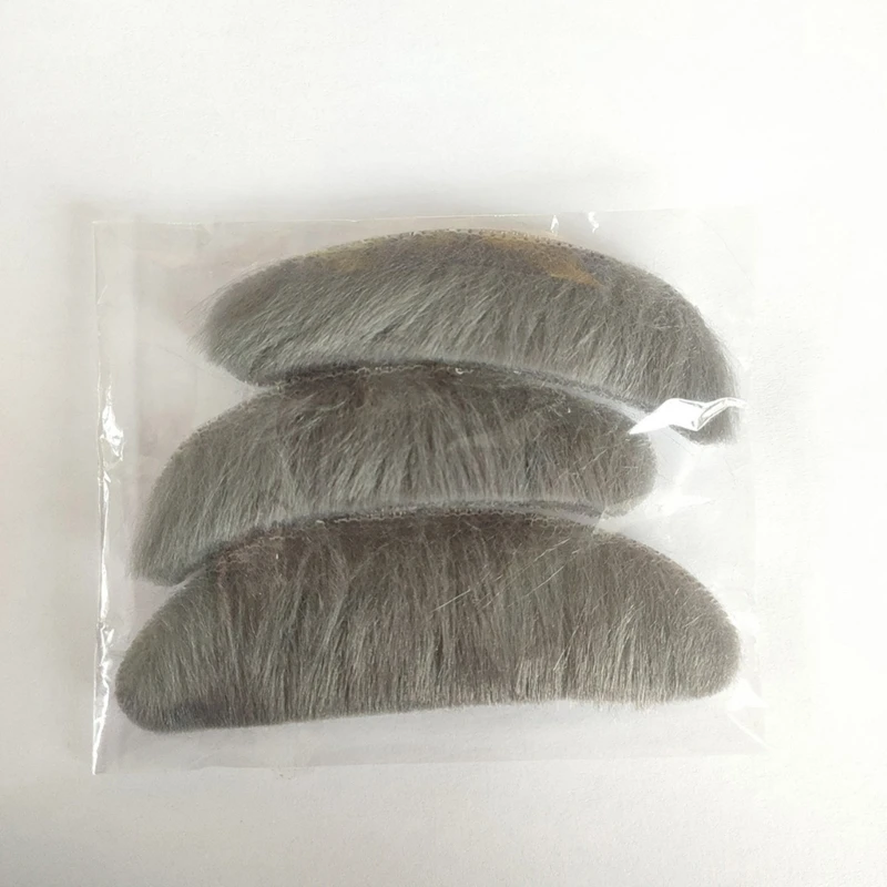 Handmade Mustache Stick-on Beard and Eyebrows Set False Beard Grey-Eyebrows and Moustache Halloween Party Dropshipping