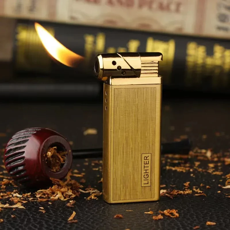 Oblique Fire Pipe for Men, Pressure Special Metal, Open Flame Lighter, Outdoor Portable Barbecue Cigar, High-End Gifts, New Type