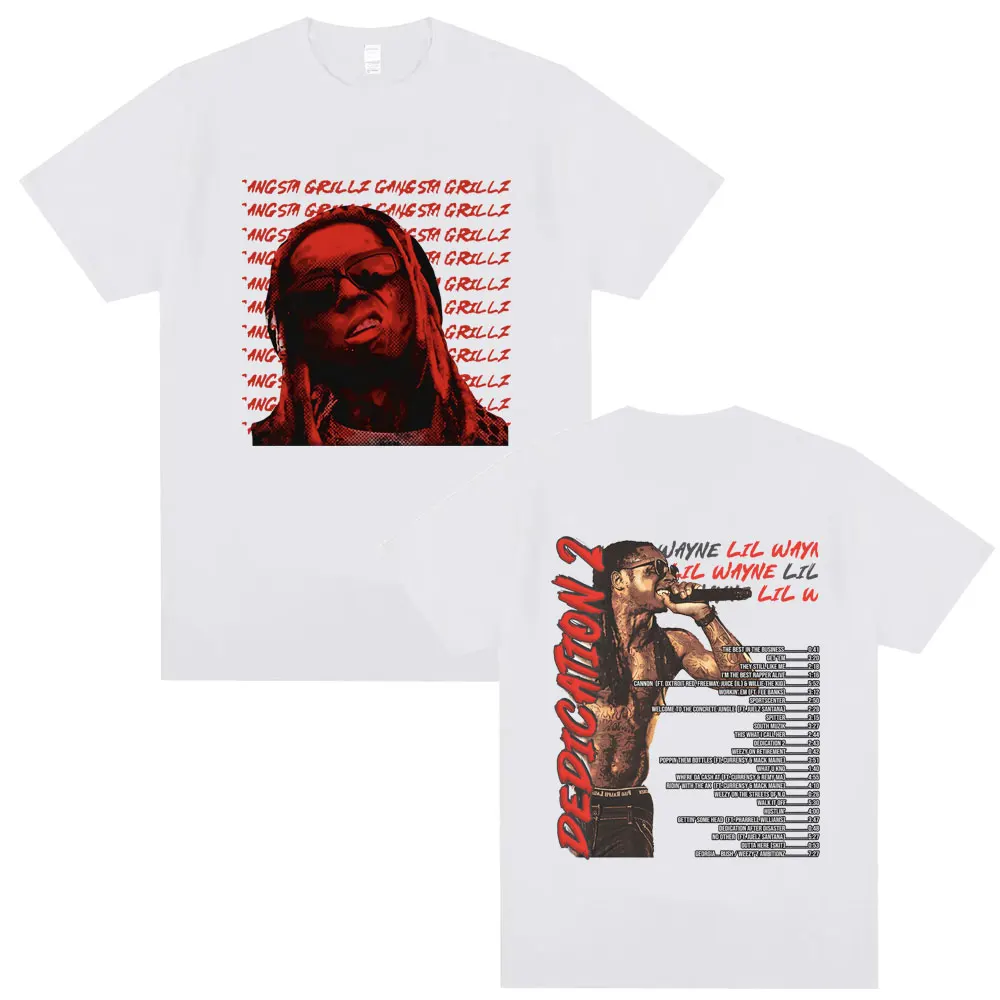 Rapper Lil Wayne Dedication Album Graphic T-shirt Men Women Fashion Vintage Hip Hop Streetwear Men's Cotton Oversized T Shirts