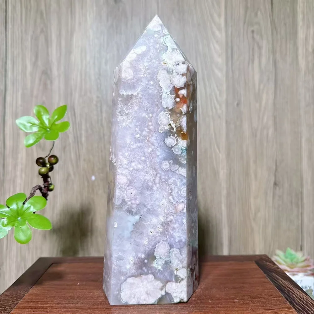 Natural Big Pink Flower Agate Druzy Quartz Towers Stone Healing Crystal Reiki Energy Home Decoration Ornaments Gifts