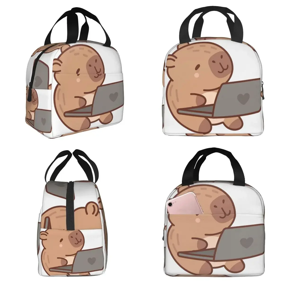 Capybara Insulated Lunch Bag for Kids School Cooler Thermal Food Box Tote Portable Lunch Boxes Container