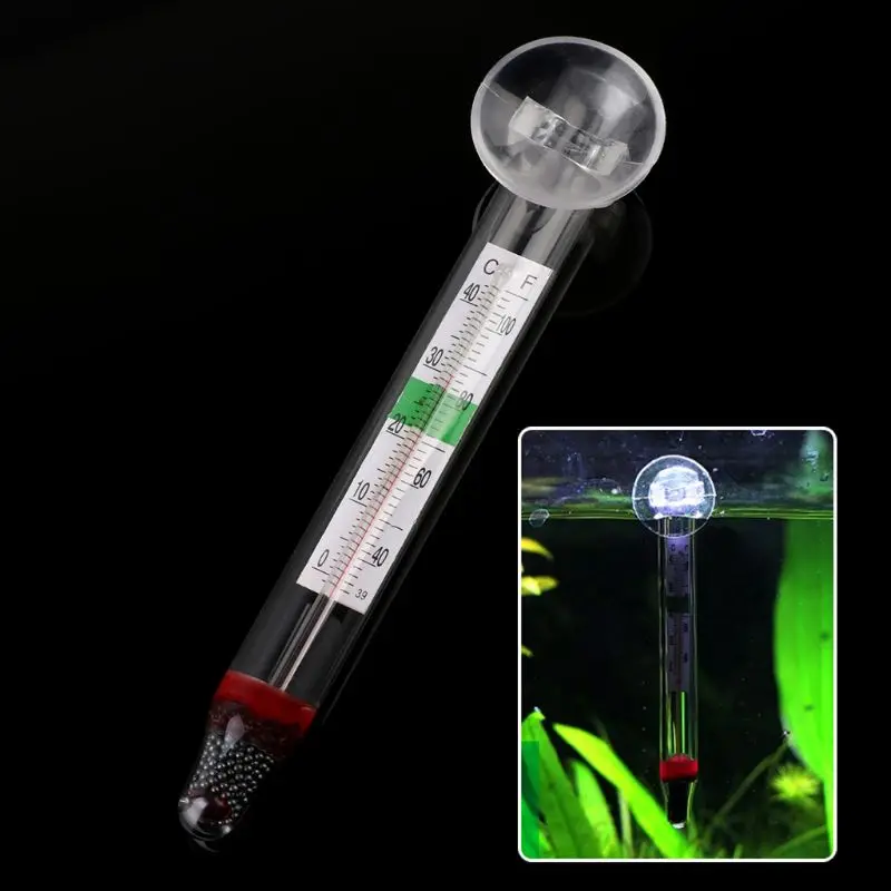 10Pcs Aquarium Thermometer Floating Fish for Tank Thermometers with Suction Cup Easy to Read Two Kinds Scales No Wire